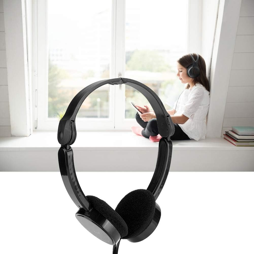 EVGATSAUTO Foldable Wired Headphones, Stereo Headset with Microphone for Kids, Lightweight 65G ABS Material, for Smartphone Tablet PC Skype Calls (Black) image number 3