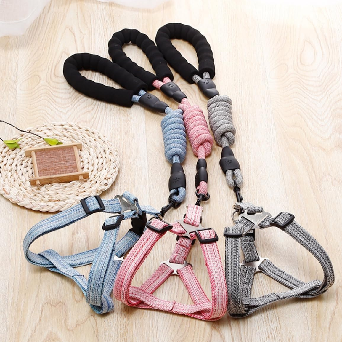 Premium No-Pull Dog Harness & Leash Set - Reflective Adjustable Step-In Vest for Small Medium Large Dogs (Pink, Large) image number 2