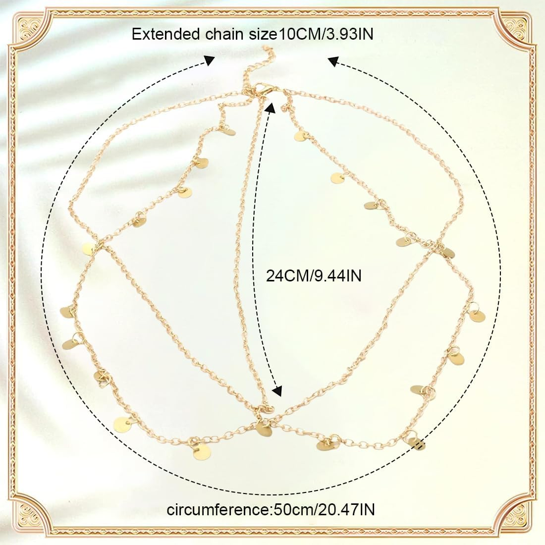 ZORVYN Gold Head Chain for Women Fortune Teller Costume Accessories Headdress for Carnival Fancy Dress Halloween Belly Dance Oriental image number 3