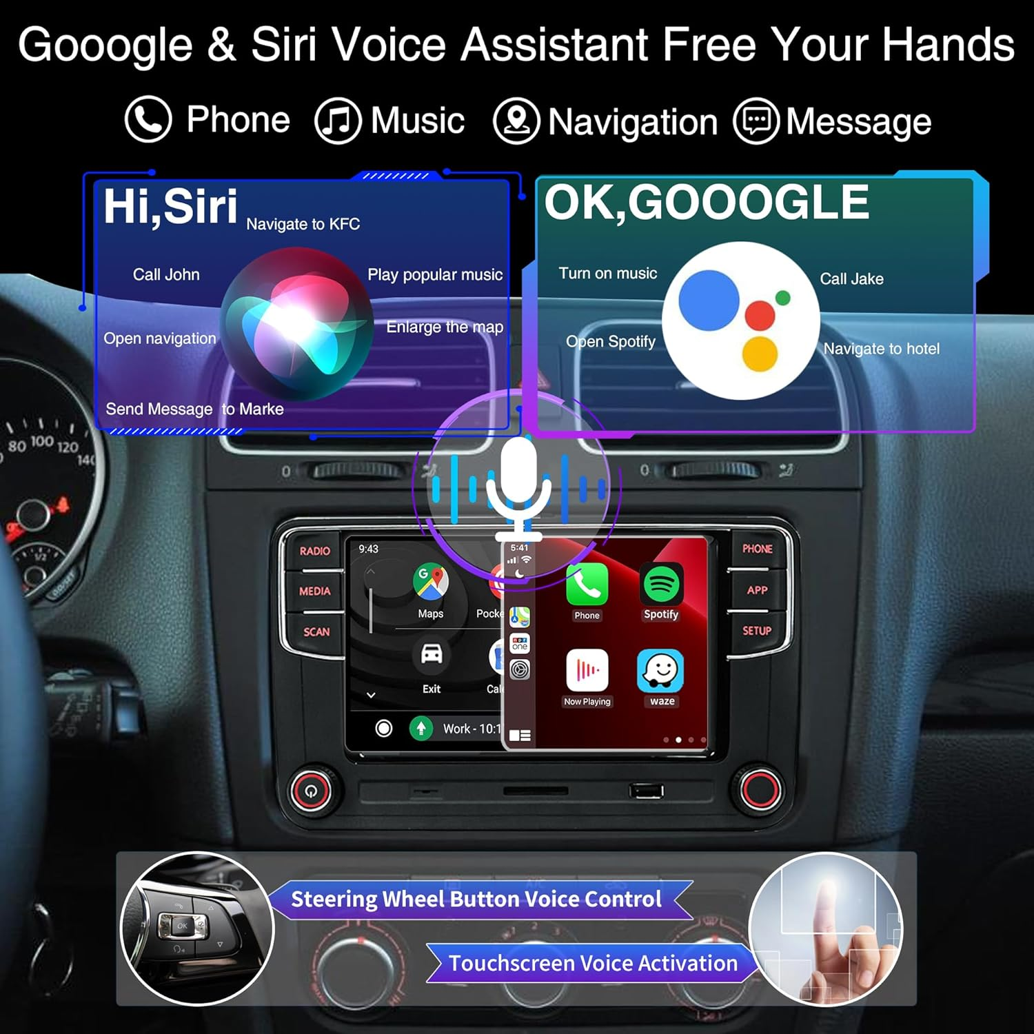 SCUMAXCON Wireless Carplay Android Auto RCD360 PRO3S RCD330 Car Stereo Radio Bluetooth OPS USB SD for Golf 5 6 MK5 MK6 Polo Passat B6 B7 Caddy Polo CC (NOT Support Backup Camera) image number 5