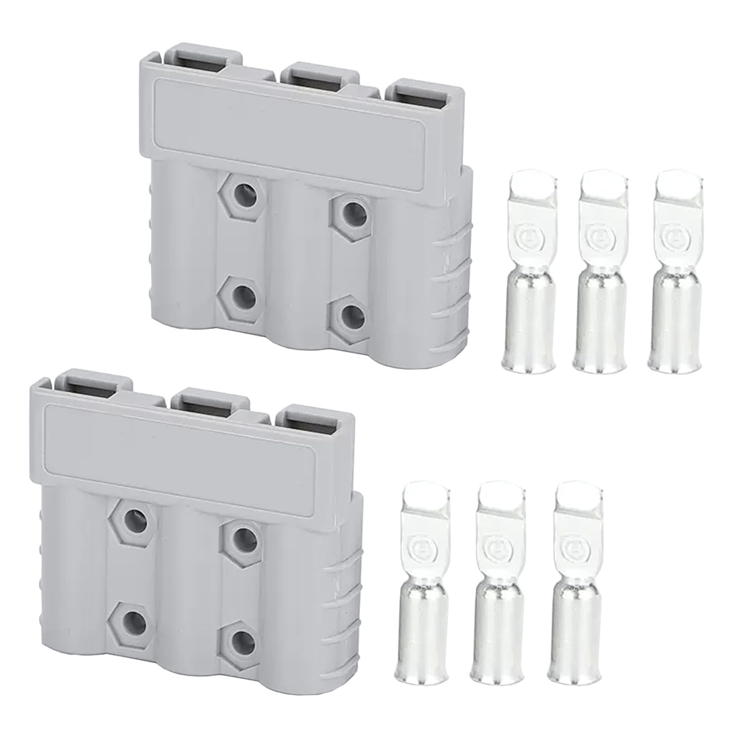 50 Amp Anderson Plug Connector, 2 Pcs Anderson Style Plug Connectors, 3-Pin 3-Pole Battery Connector, Battery Quick Connect/Disconnect Connector for DC-DC Chargers, Solar Panels, Trailers, Caravans