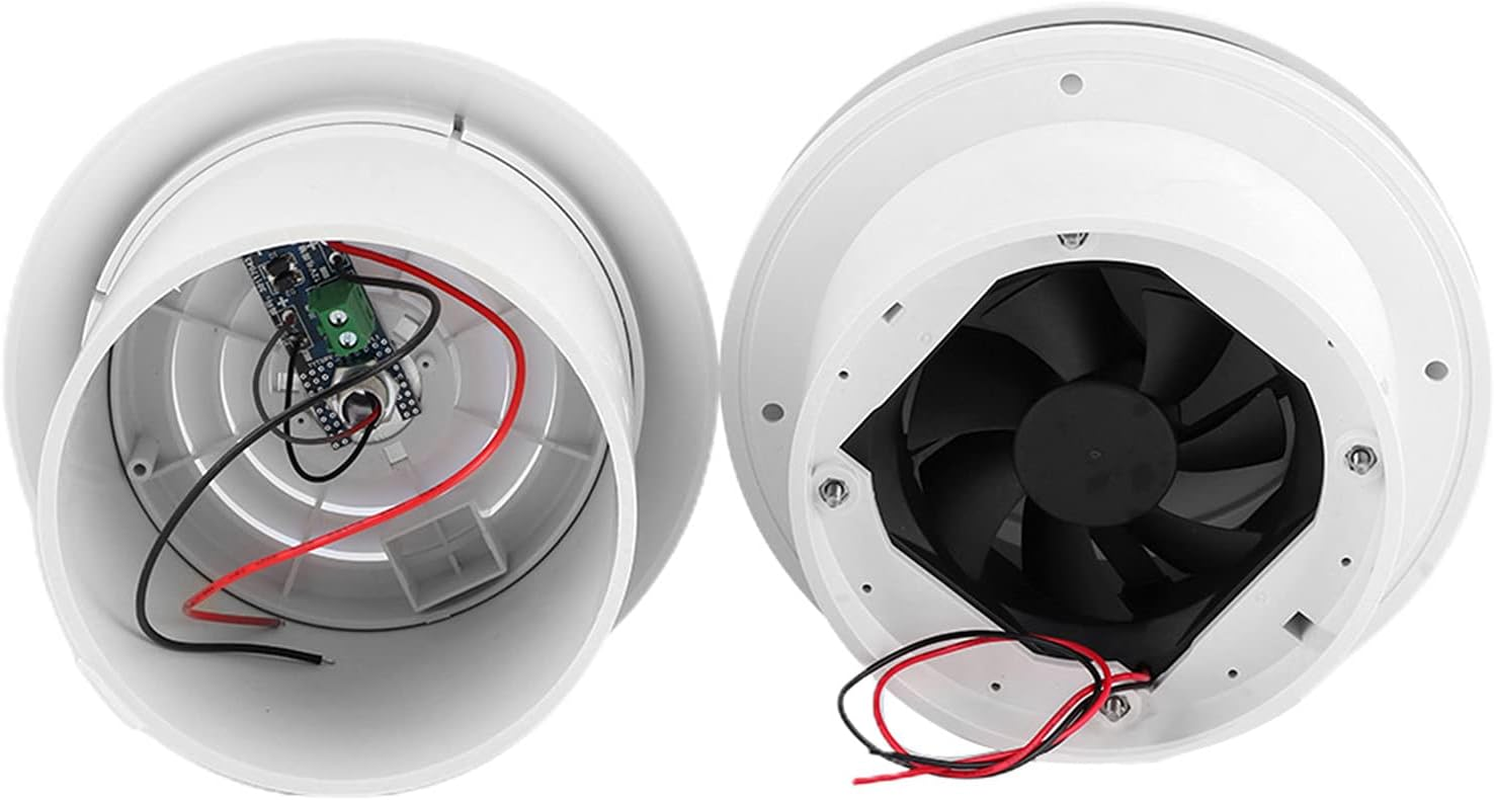 Qiilu Van Roof Exhaust Fan, 12V Powered round Vent Roof Vent Ventilation Mushroom Head Shape round Exhaust Outlet Vent with LED Light for Homes Trailer Travel image number 1