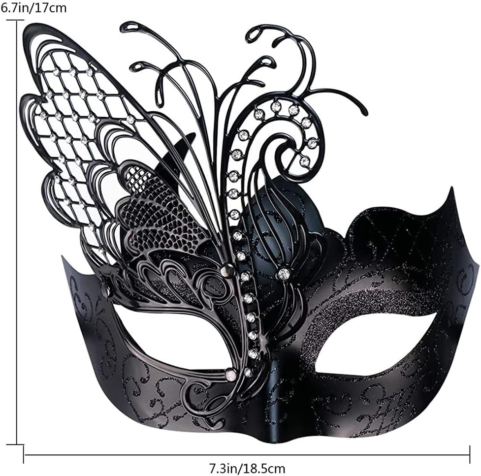 Male Venetian Mardi Gras Halloween Party Masks Evening Prom Mask Bar Costumes Accessory Masquerade Mask for Women - Black image number 7