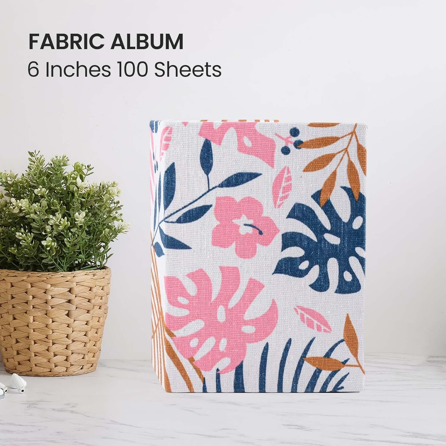 4X6 200 Pocket Photo Album with Soft Linen Cover,Family Memory Book for Home,Wedding, Anniversary, Baby, Vacation(200 Photos,Plantain Leaves)