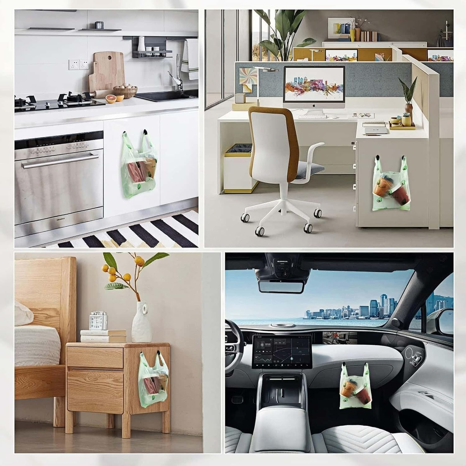 HOLADAWN 100 Pack Reusable Plastic Shopping Bags with Handles, 30X50Cm Grocery & Trash Bags for Small Business & Restaurants image number 2