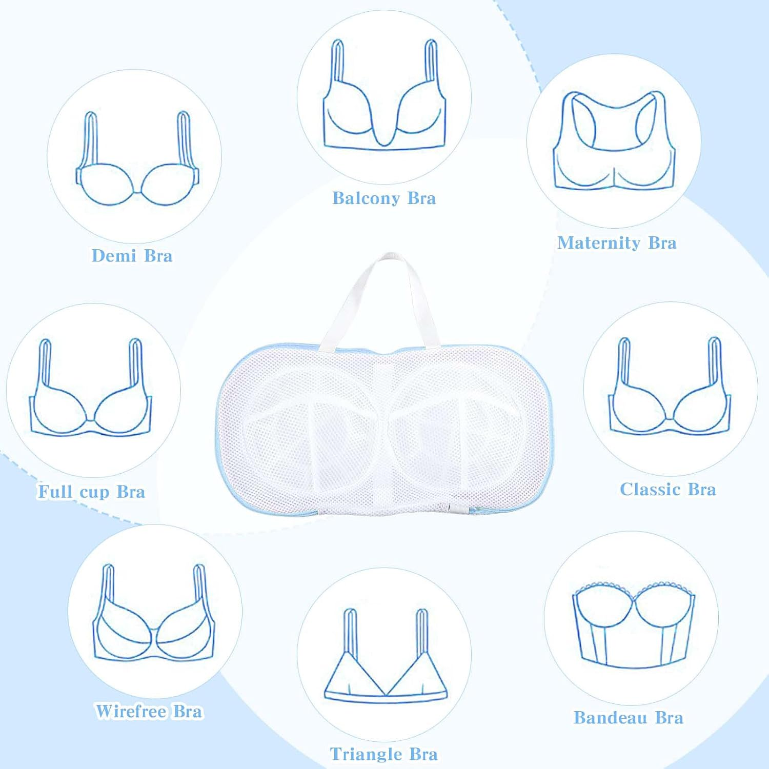 2 Pcs Bra Washing Bags for Laundry, Bra Bags for Washing Machine Lingerie Wash Dryer Bag Non-Deform 3D Protective Bracket Case with Handle Zipper for Women Laundry Storage Washing Delicates