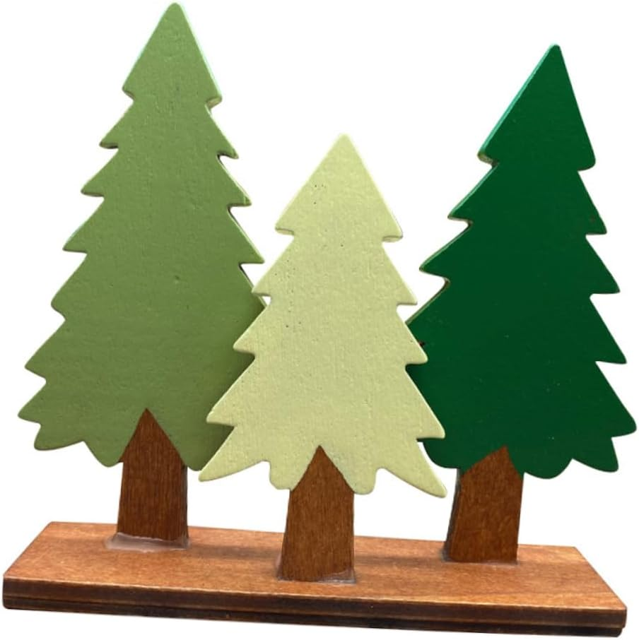 1Pc Wooden Simulation Pine Tree Decor Decoration for Christmas Year Events Portable Reusable Pine Shaped Ornament for Festive Atmosphere image number 6