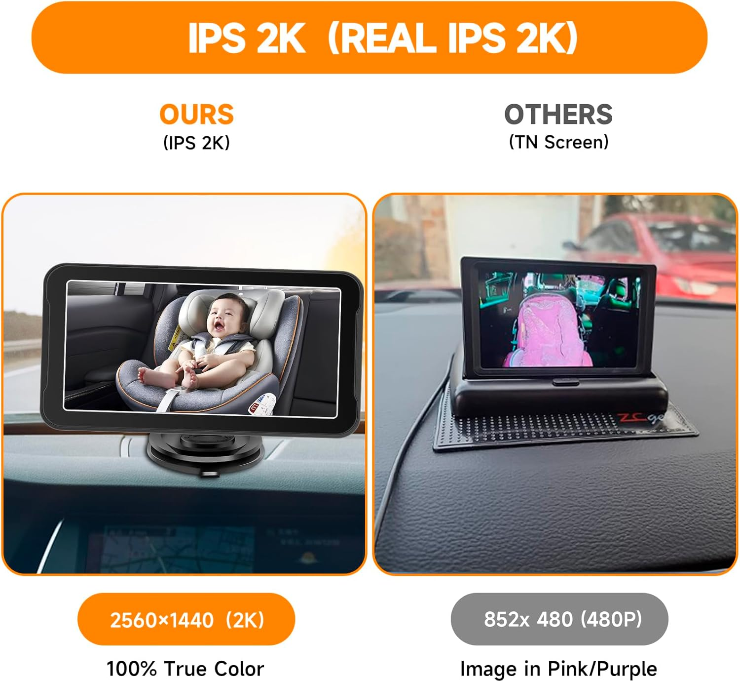 Omebel 7" Baby Car Mirror Monitor with 4K HD Camera, 360&deg; Rotation, Night Vision, Rear-Facing, Easy 5-Min Installation, for Infant Safety image number 5