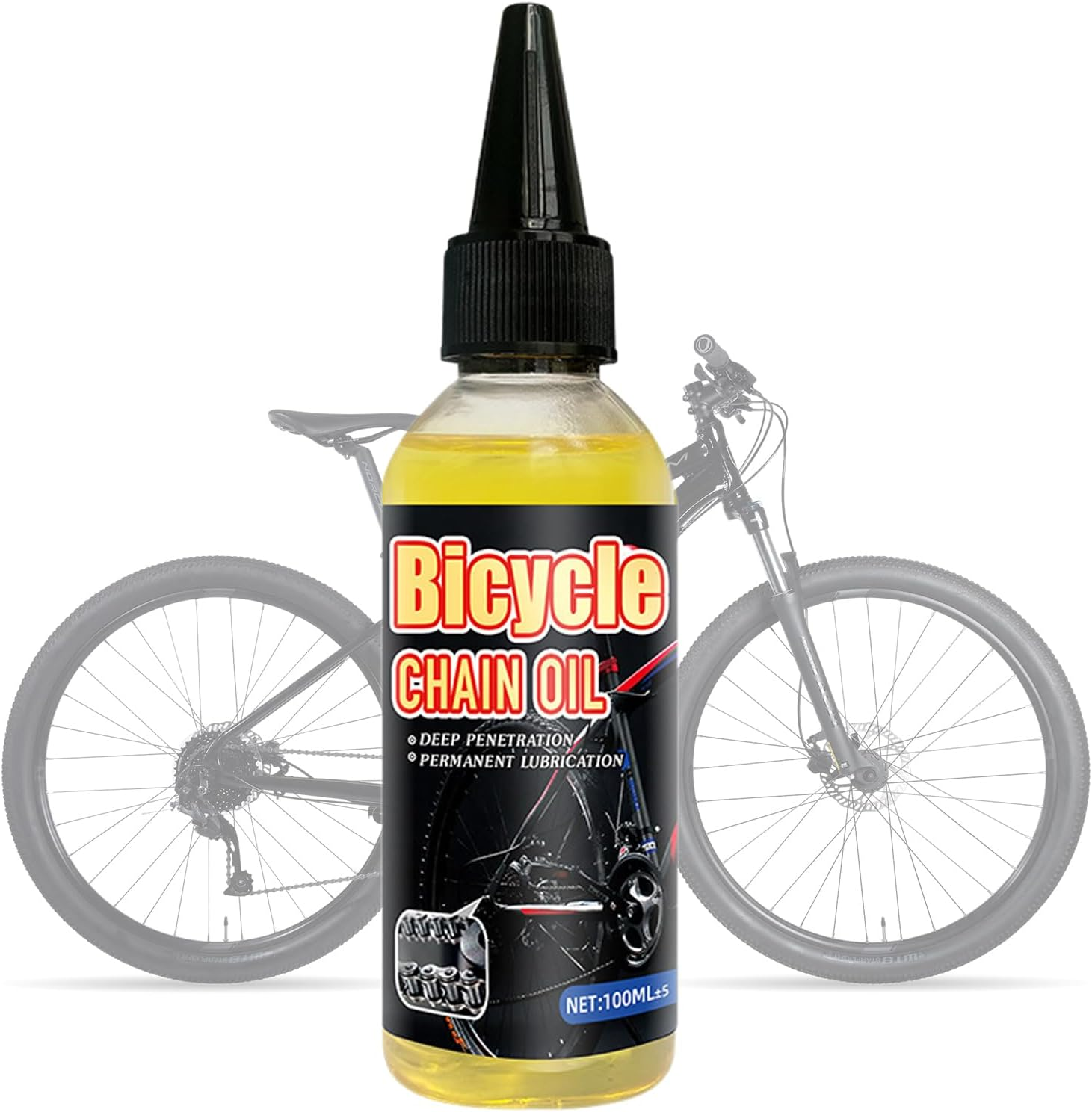 Chain Lubricant, Chain Oil, Front and Rear Shock Proof, Rust Proof, and Dust Proof Oil for Bicycles, Yellow, 100Ml image number 3