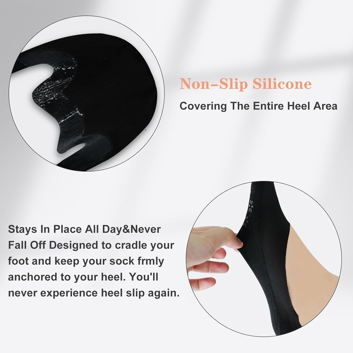 No Show Socks Women for Flats 4 Pairs Non Slip Ultra Low Cut Liner Summer Invisible Fit Shoe Size 5-9.5,Hidden Thin Socks image number 4