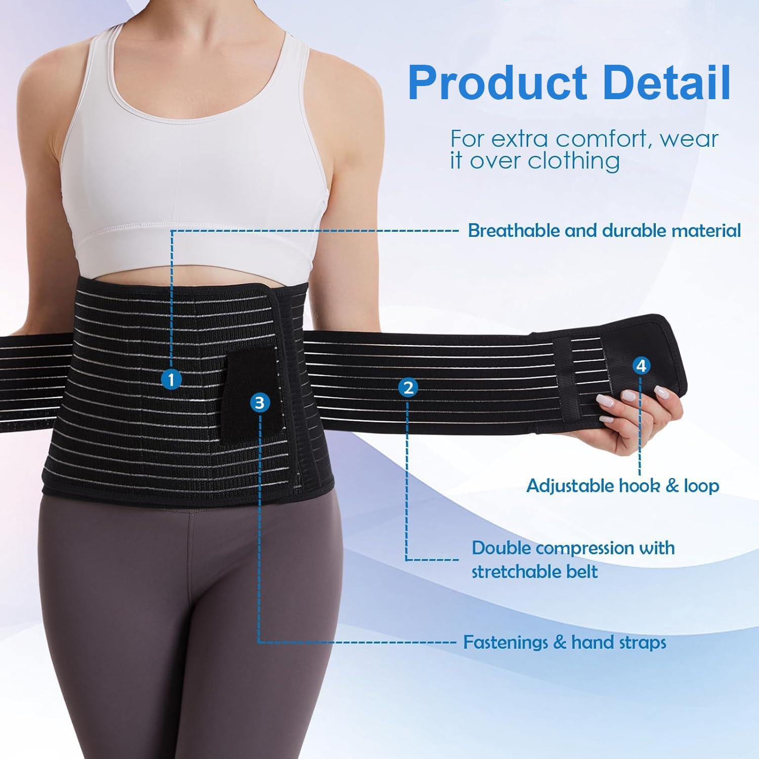 OWNKING Postpartum Belly Band, Adjustable Abdominal Binder with Upgraded Lumbar Support, Post Surgery Belly Wrap, Double Compression Natural Delivery & C Section Recovery Waist Pelvis Belt, L/XL image number 1