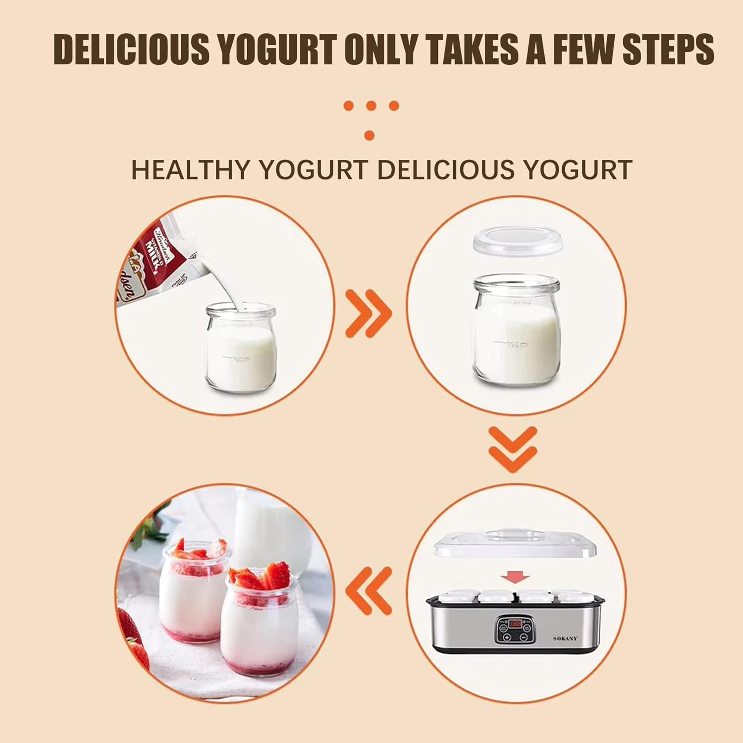 Yogurt Maker, Automatic Digital Yogurt Maker Machine with Adjustable Temperature & Time Control, Stainless Steel Cheese Maker, Fruit Wine Maker with LCD Display(Au Plug) image number 2