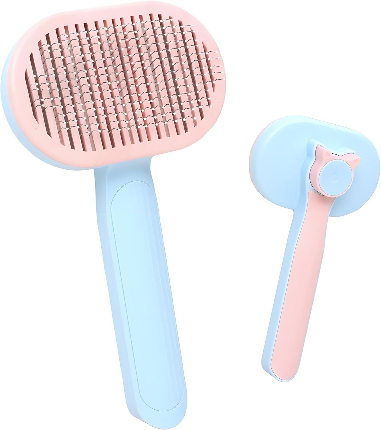Cat Brush for Shedding and Grooming,Self-Cleaning Slicker Brush with Release Button,Suitable for Long or Short Haired Cats and Dogs (Blue and Pink) image number 4