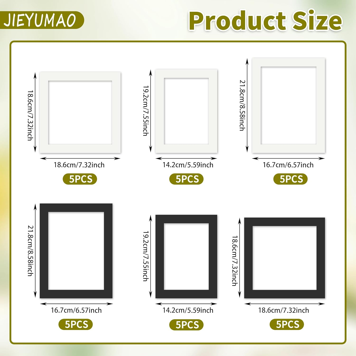30Pcs Picture Mats, 3 Sizes Core Bevel Cut Frame Mattes, 2 Colors Picture Photo Mounts Photo Mat Black and White Photo Frame Mat Core Picture Mats for Photos Pictures Artwork Display image number 5