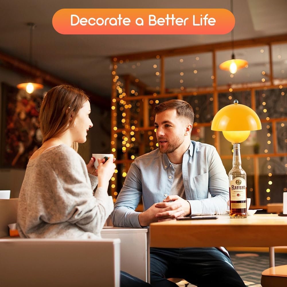 CEWROM Rechargeable Bottle Lamp Attachment LED Rechargeable, 3 Adjustable Colour Temperature Modes, Touch Bottle Lamp, Wireless USB Rechargeable Table Lamps, for Restaurant, Bedroom, Garden (Yellow) image number 2