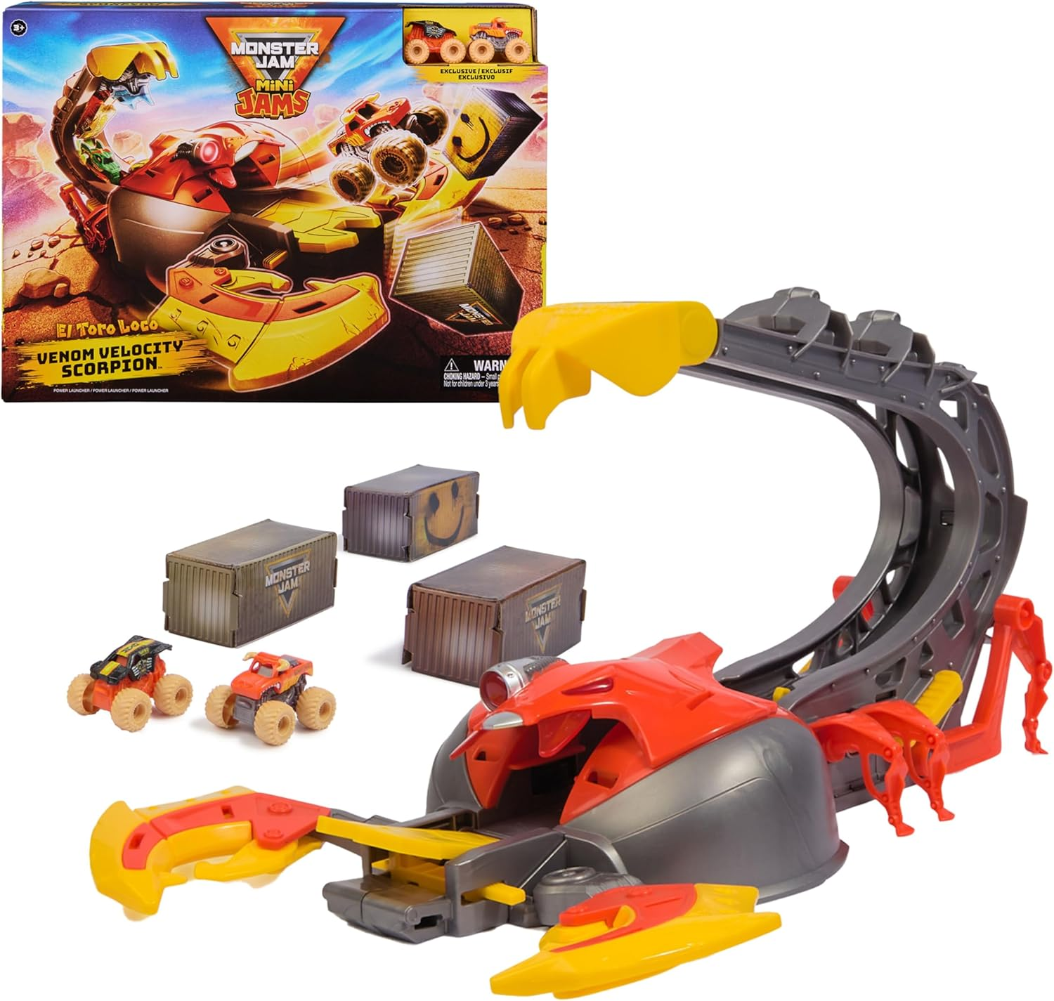 Monster Jam, El Toro Loco Venom Velocity Scorpion Playset, Mini Jams, 2 Exclusive Die-Cast El Toro Loco and Max-D Monster Truck 1:87 Scale, Kids&rsquo; Toys for Boys Aged 3, 4, 5, 6+ image number 6