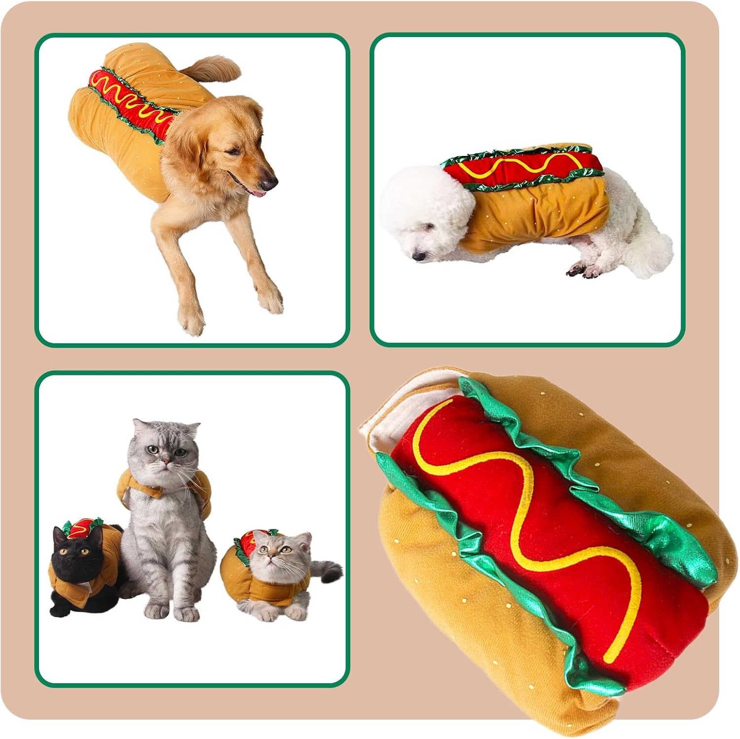 Hot Dog Pet Costume,Dog Costume,Dog Halloween Costume Pet Cosplay Party Suit,Funny Cat Costume,Christmas Party Role Play Dress up and Hot Dog Design Costumes for Dogs&Cats (Medium) image number 4