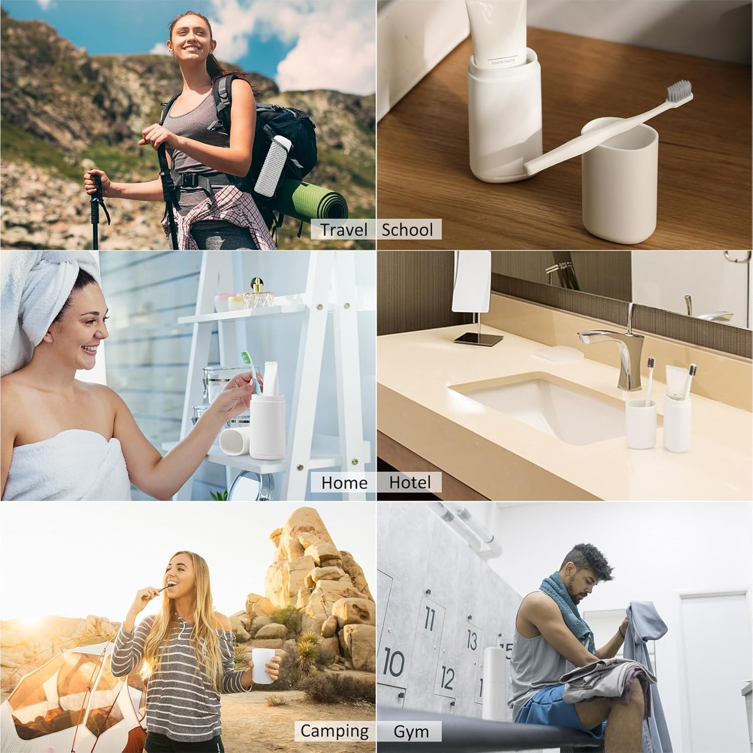 Travel Toothbrush Case, Portable Tooth Brush Holder and Toothpaste Cover Container with Mouthwash Cup, Compact Oral Clean Tools Organizer for Traveling/Camping/School/Home image number 6