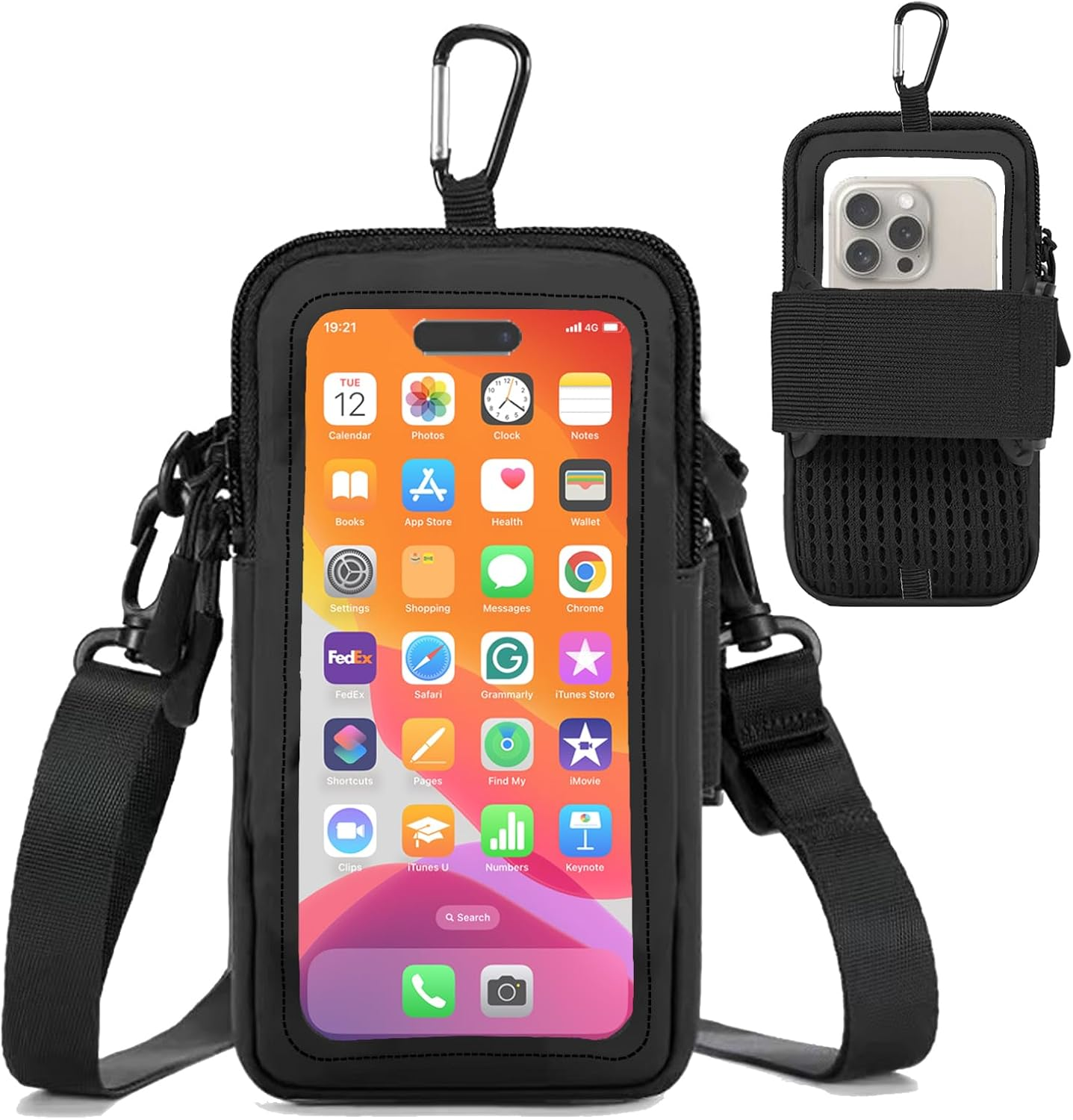 Phone Holder Arm Bands, Small Crossbody Shoulder Holsters Bag with Arm Band, Fits Iphone and All Cell Phones, Use for Running, Walking, Hiking & Biking (Plus Size Army Green)