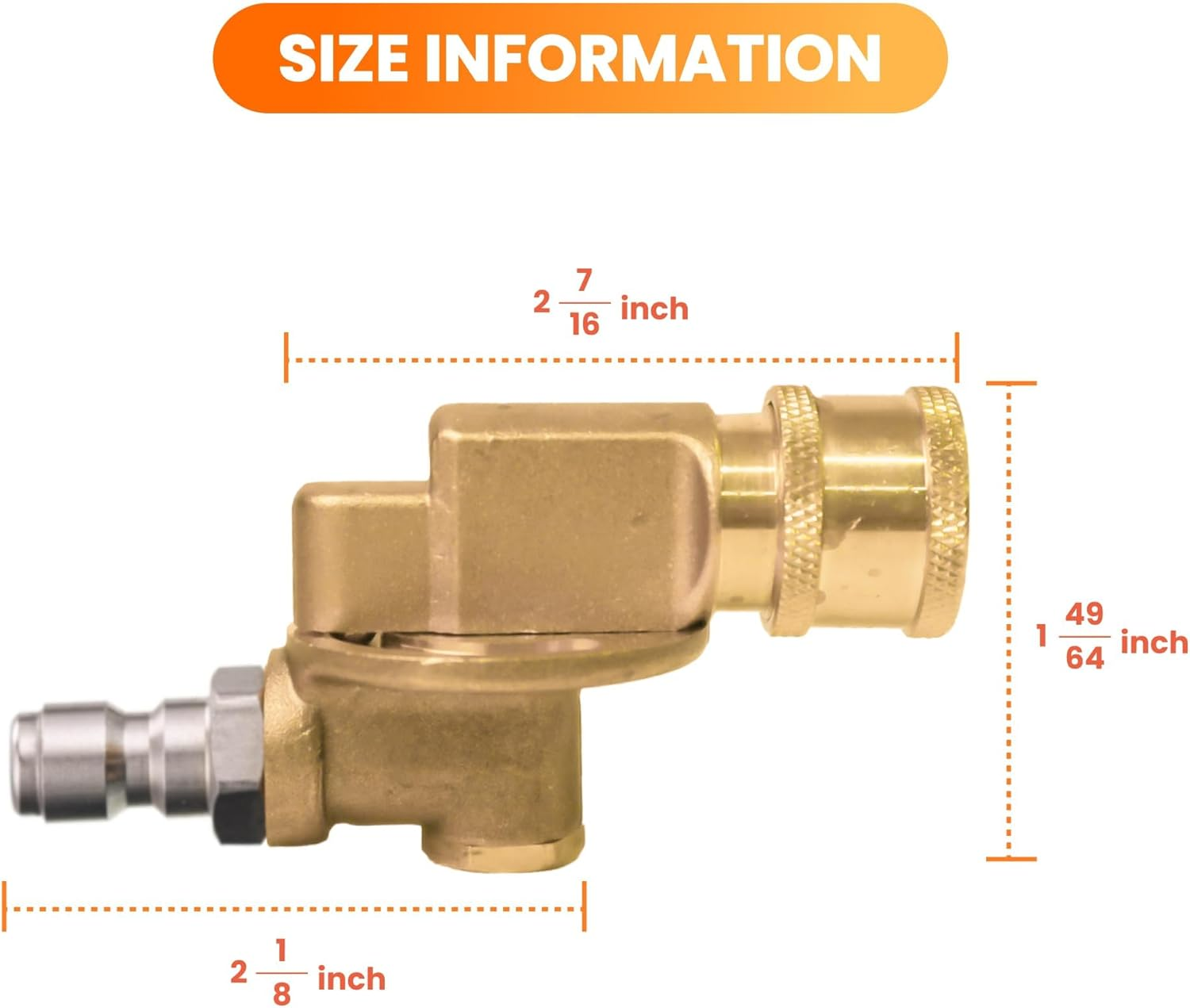 Giraffe Tools Pressure Washer Pivoting Coupler, 7 Angles Gutter Cleaner Attachment, Max 4000 PSI with 1/4&ldquo; Quick Connect, 240 Degree Rotation image number 4