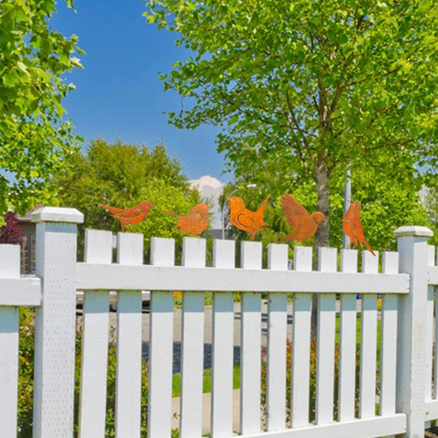 Rusty Bird Silhouette with Rusty Patina Birds Decoration Lifelike Metal Birds Garden Ornaments Silhouette Simulation Bird Figurine Rustic Outdoor Patio Yard Adornment image number 1