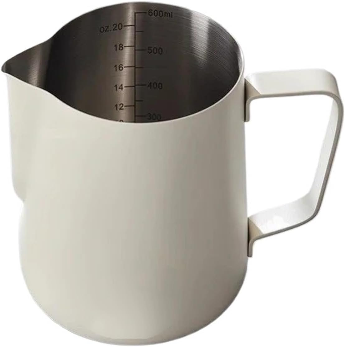 600ML White Frother for Milk Jug Home and Kitchen Milk Pitcher Portable Stainless Steel Coffee Cups Coffee and Tea Tools(White 350ML) image number 1