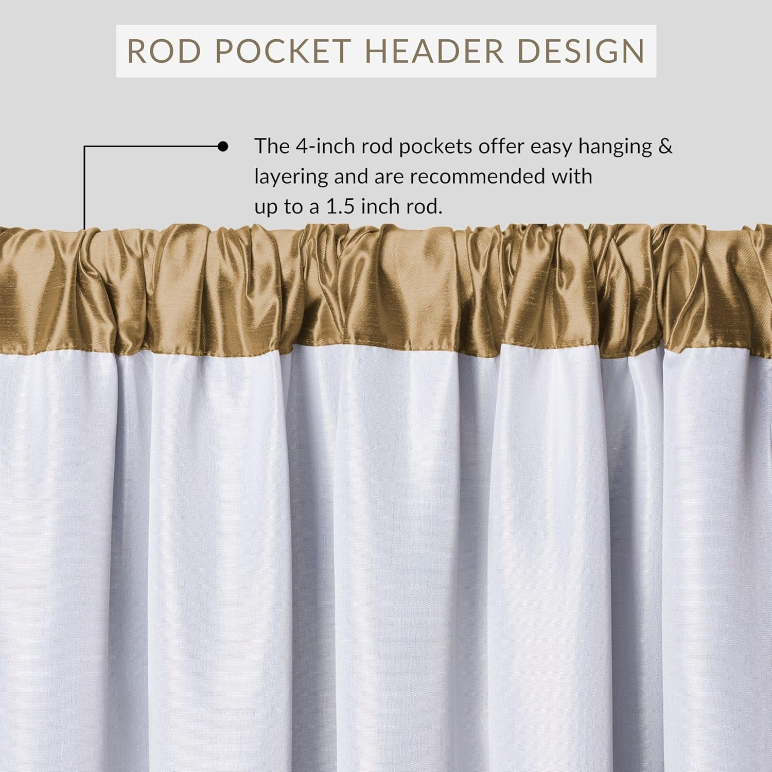 Elrene Home Fashions 026865721874 Room Darkening & Energy Efficient Lined Rod Pocket Window Curtain Drape Pleated Regal Solid Panel, Blackout, Gold, 52" X 84" (1 Panel) image number 1