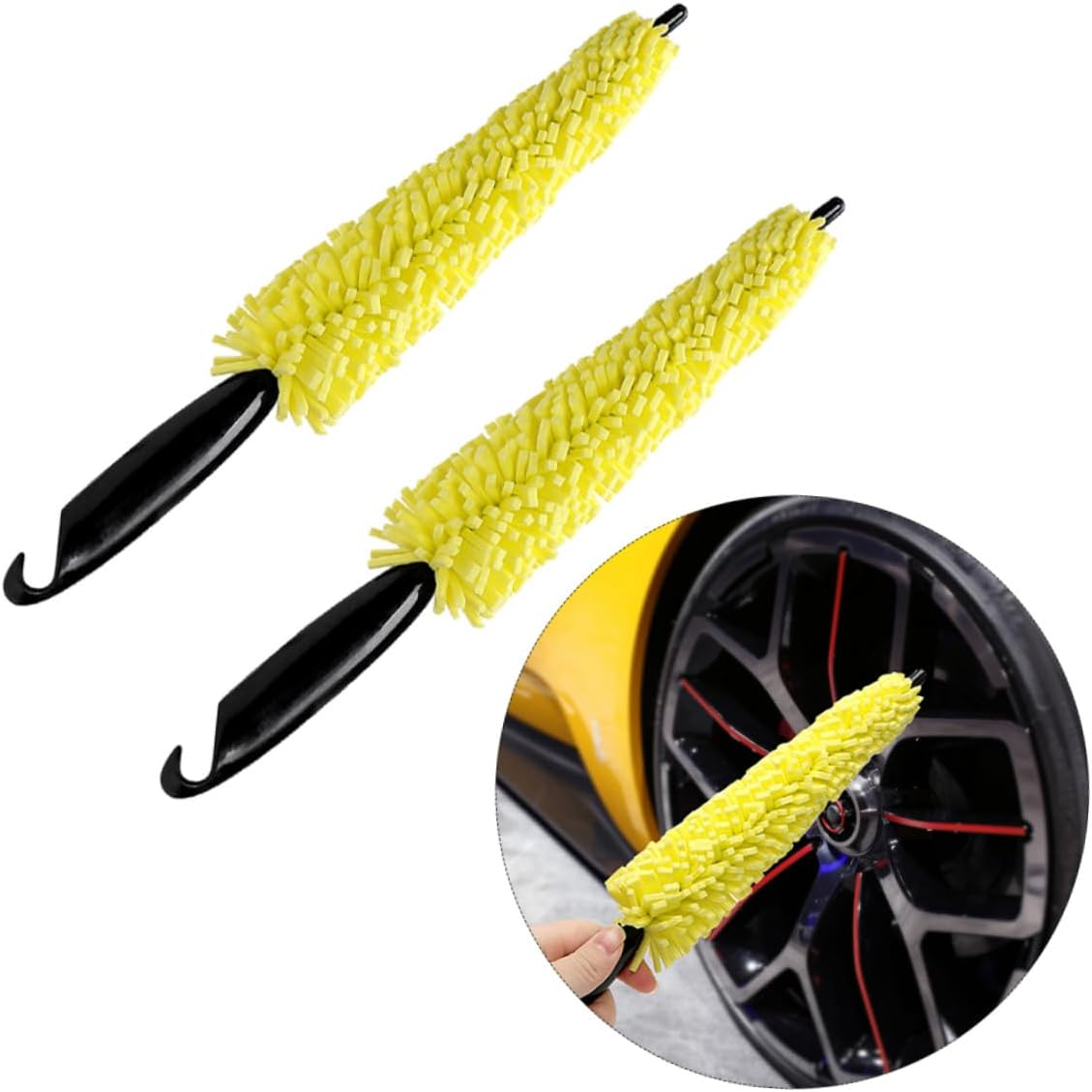 HYTROVE Car Wheel Cleaning Brush and Tyre Rim Sponge Brush Set 2Pcs, Universal Auto Wheel Detailing Tool for Tire and Rim Care, Suitable for Car Wash and Maintenance image number 2