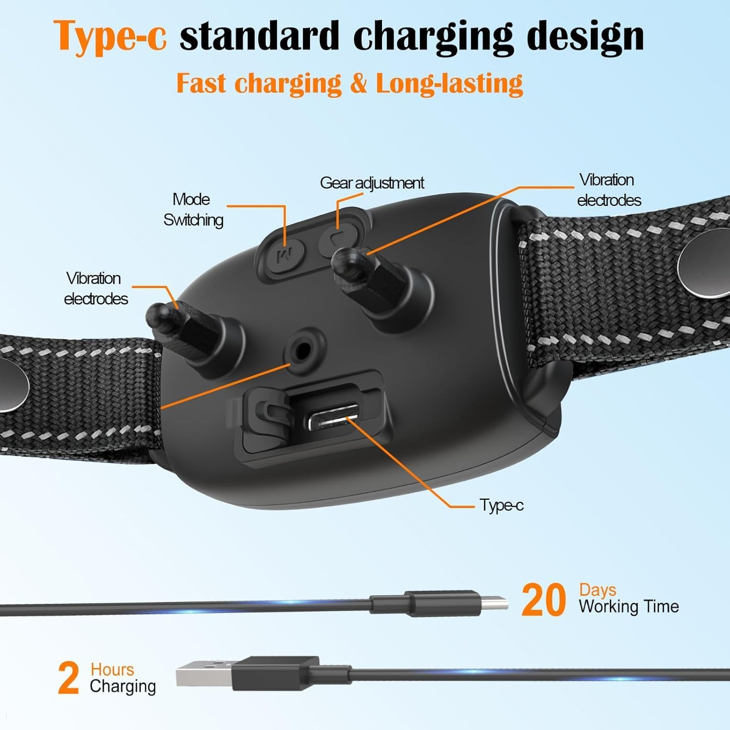 Dog Bark Collar, Smart Bark Collar for Small Medium Large Dogs, Automatic No Shock anti Barking Training Collar, Rechargeable No Bark Collar with 8 Adjustable Sensitivity & Beep Vibration Modes image number 3