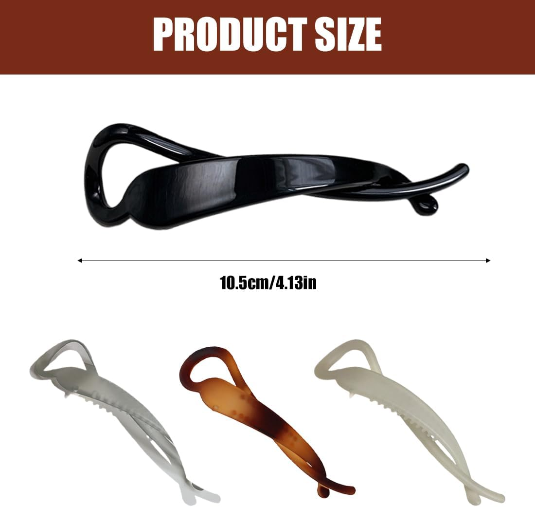 4 Pack Banana Clips, Vintage Hair Clips, Acrylic Hair Clips, Hair Clips, Ponytail Hair Clips, Banana Clips, Non-Slip Ponytail Clips for Women and Girls image number 3