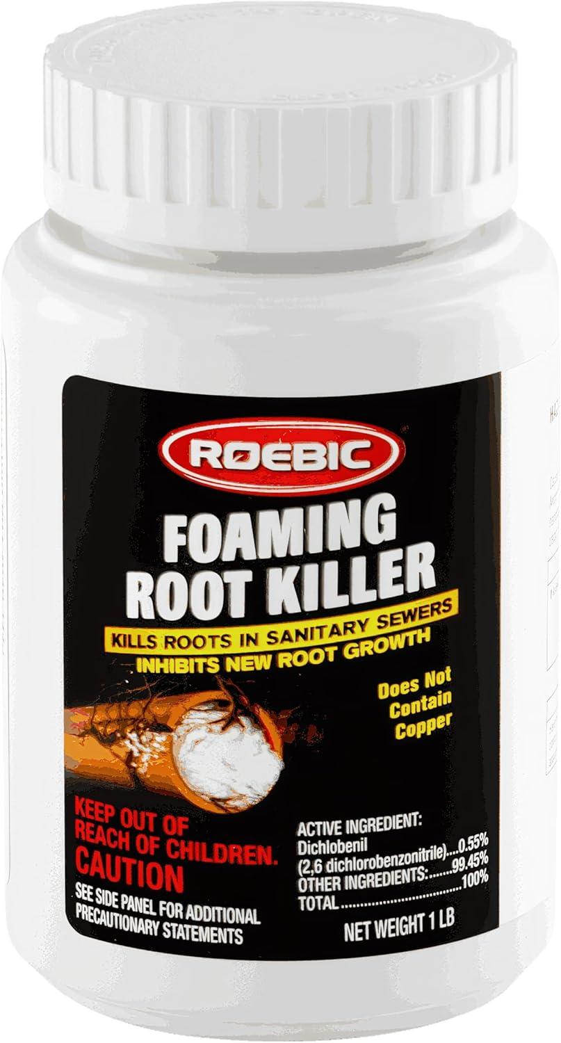 Roebic FRK-1LB Foaming Root Killer: Clear Pipes, Stop New Growth, Safe for All Plumbing - 1Lb, White, Granules image number 4