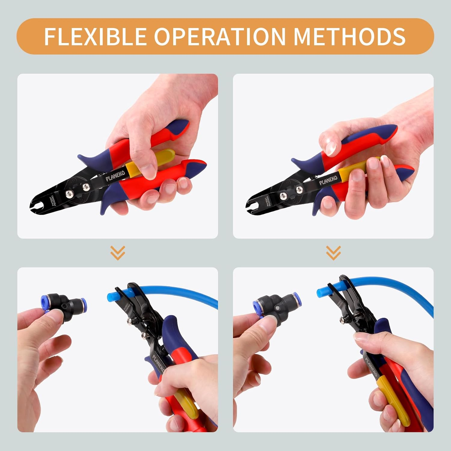 PLANEKO Air Line Pliers Push to Connect Fitting Disconnect Tool for 1/4" 5/16" Pneumatic Hose Quick Connect Fittings Removing Air Line Removal Tool Hose Release Pliers for 6Mm 8Mm Push Fit Connector image number 4