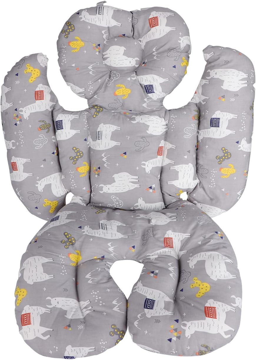 Baby Pushchair Seat Liners Baby Stroller Cushion Pram Liner Universal Stroller Cushion Seat Pad Soft Thicken Stroller Soft Cotton Insert with Mattress Stroller Seat Liner with Head and Body Support image number 2