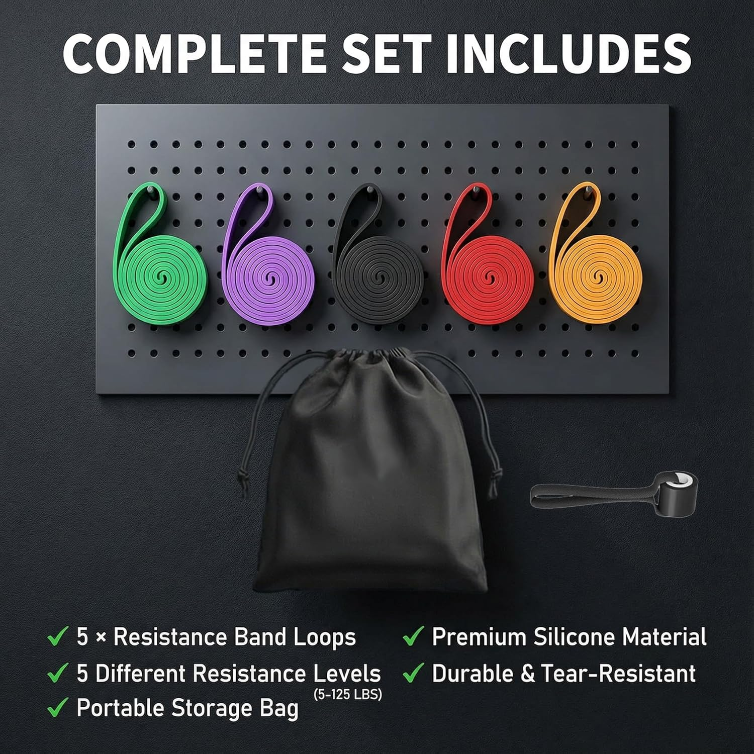 Resistance Bands Set, Premium Exercise Bands for Men & Women - Long Bands with Storage Bag for Full-Body Workouts, Pull up Assistance, Stretching & Physical Therapy | Home Gym Resistance Bands (5PCS) image number 3