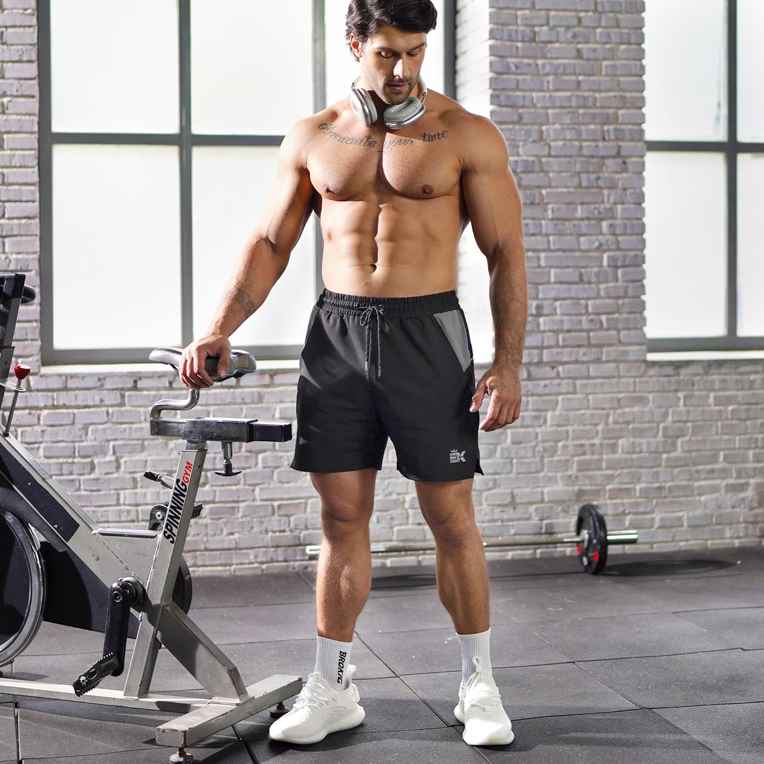 BROKIG Men'S Gym Sports Shorts, Drylite Workout Fitness Running Athletic Short 5" Quick Dry with Mesh Pockets image number 2