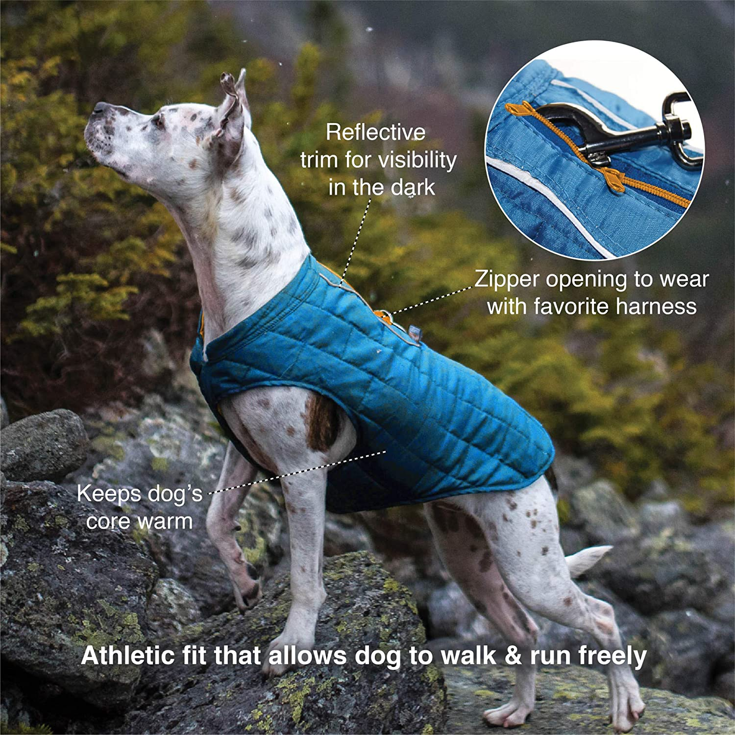 Kurgo Dog Jacket | Reversible Winter Coat for Dogs | Fleece Vest for Pets | Reflective | Wear with Harness | Water Resistant Loft Jacket | for Small Medium Large Pets (Red/Grey, Large)