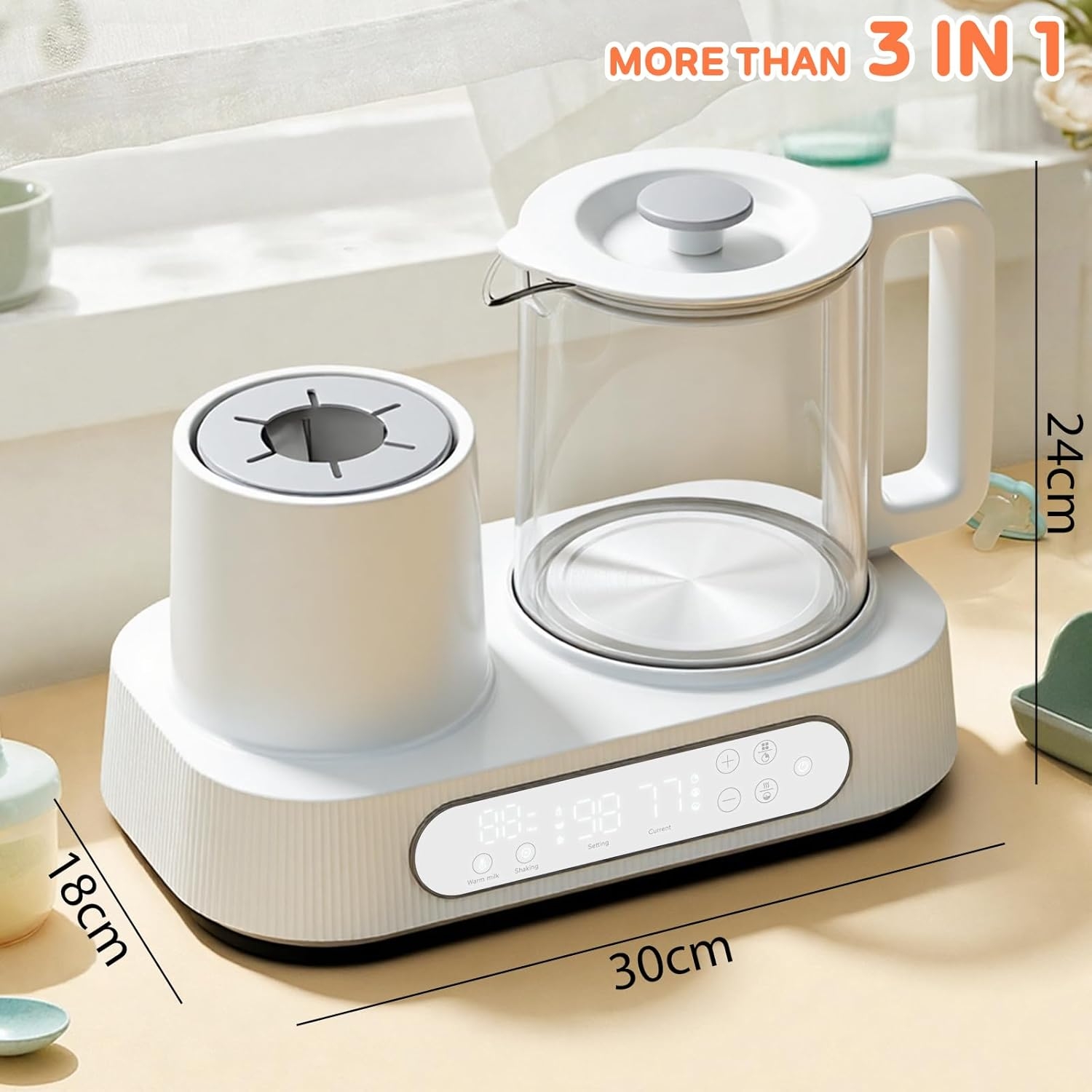 Advwin 2 in 1 Baby Bottle Milk Warmer & Shaker, Fast for Breastmilk & Formula, with Accurate Temperature Control, LCD Display, Timer, Off-Center & Smart Dual-Direction Mixing, Fits All Bottles image number 2