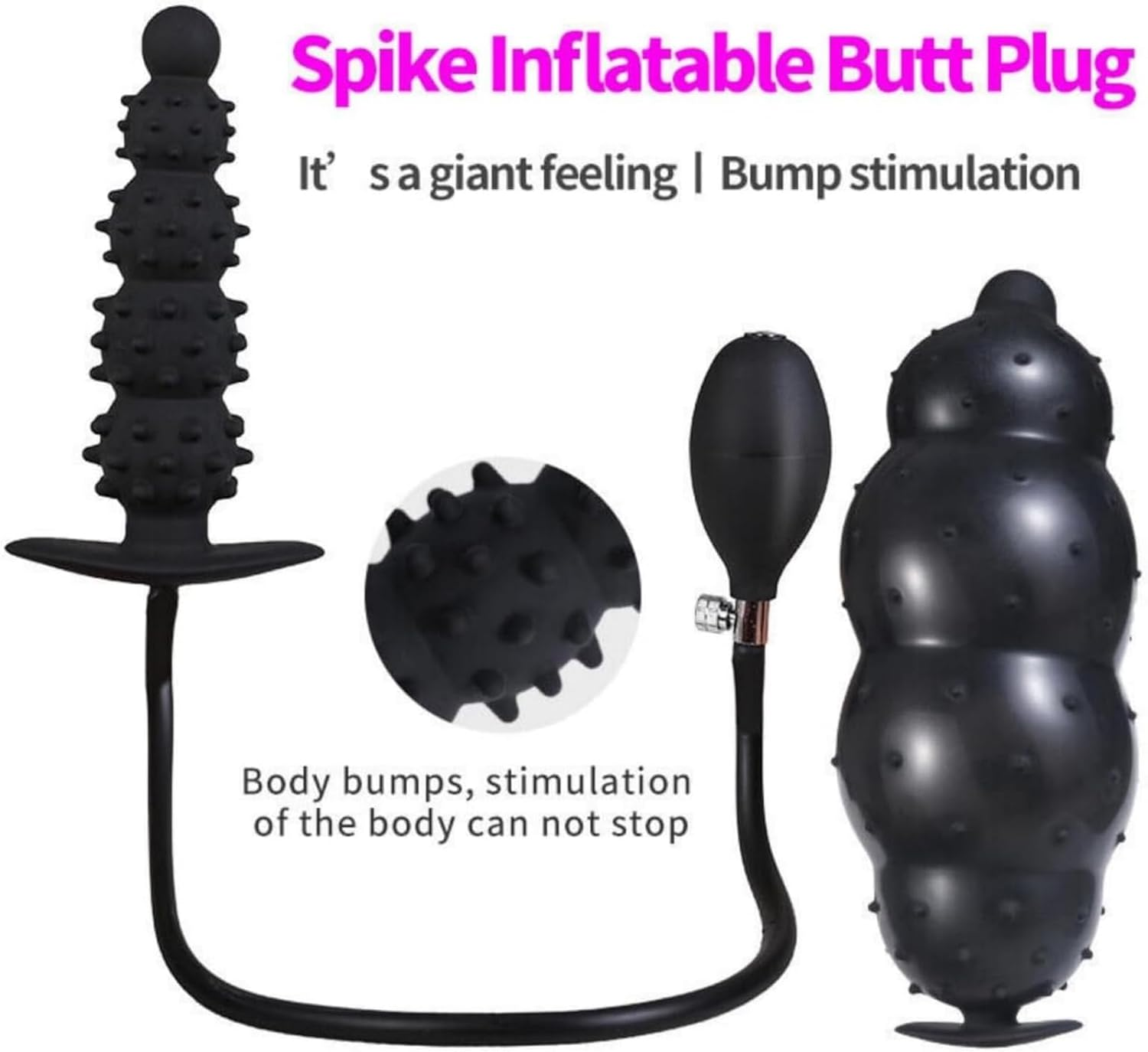 Silicone Inflatable Male Anal Plug Extra Large Inflatable Barbed Anal Beads Butt Plug Dildo Huge Men Women Sex Toy image number 2