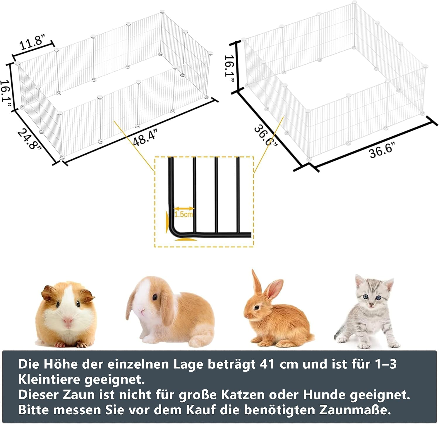 Lxvckly Pet Playpen, Small Animals Playpen, DIY Encrypted Metal Wire Rabbit Fence, Guinea Pig Cage, Kitten Playpen, Indoor & Outdoor Yard Fence for Small Animals, White image number 1