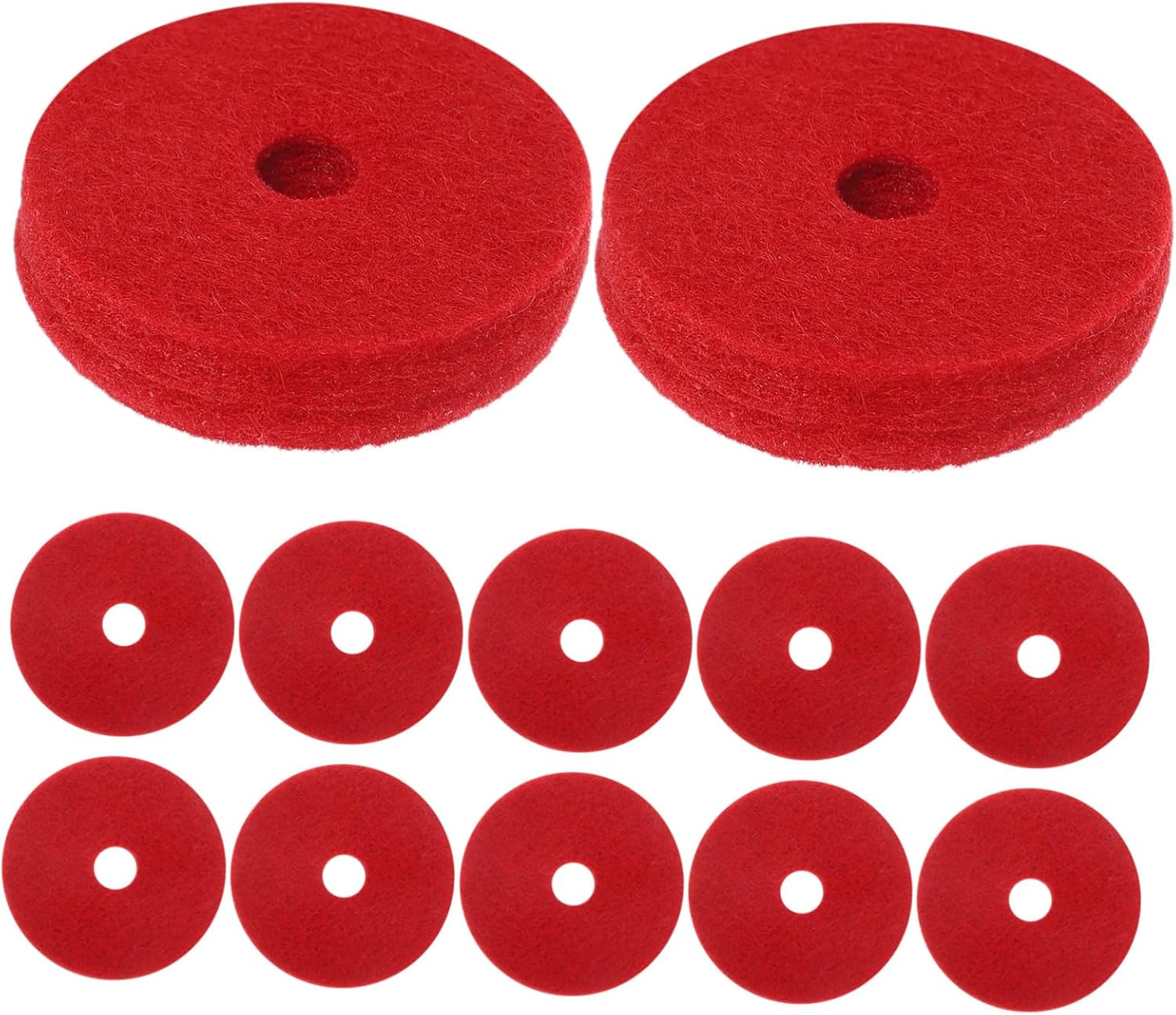 Kisangel 12Pcs Cymbal Felt Washer: Standard Size Cymbals Stand Felt Pads Anti-Vibration Drum Dampener Replacement Accessories 3.6 X 1 Cm Red image number 4