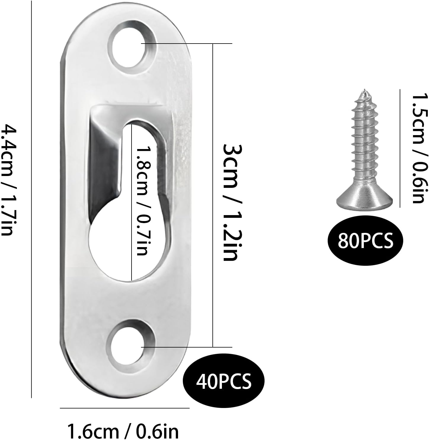 40 Pcs Keyhole Wall Brackets 44X 16 Mm, Picture Hanging Fasteners, Keyhole Hangers, Picture Hangers with 80 Screws Hardware, for Picture Frames Painting