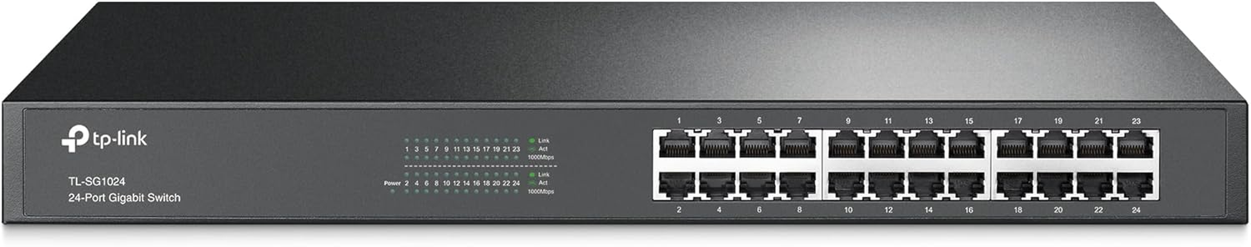 Tp-Link 24-Port Gigabit Unmanaged Rackmount Ethernet Switch, RJ45 Ports, Support Auto MDI/MDIX, Energy Power Saving, Metal Casing, Isolation Mode, Plug & Play, Loop Prevention (TL-SG1024) image number 1