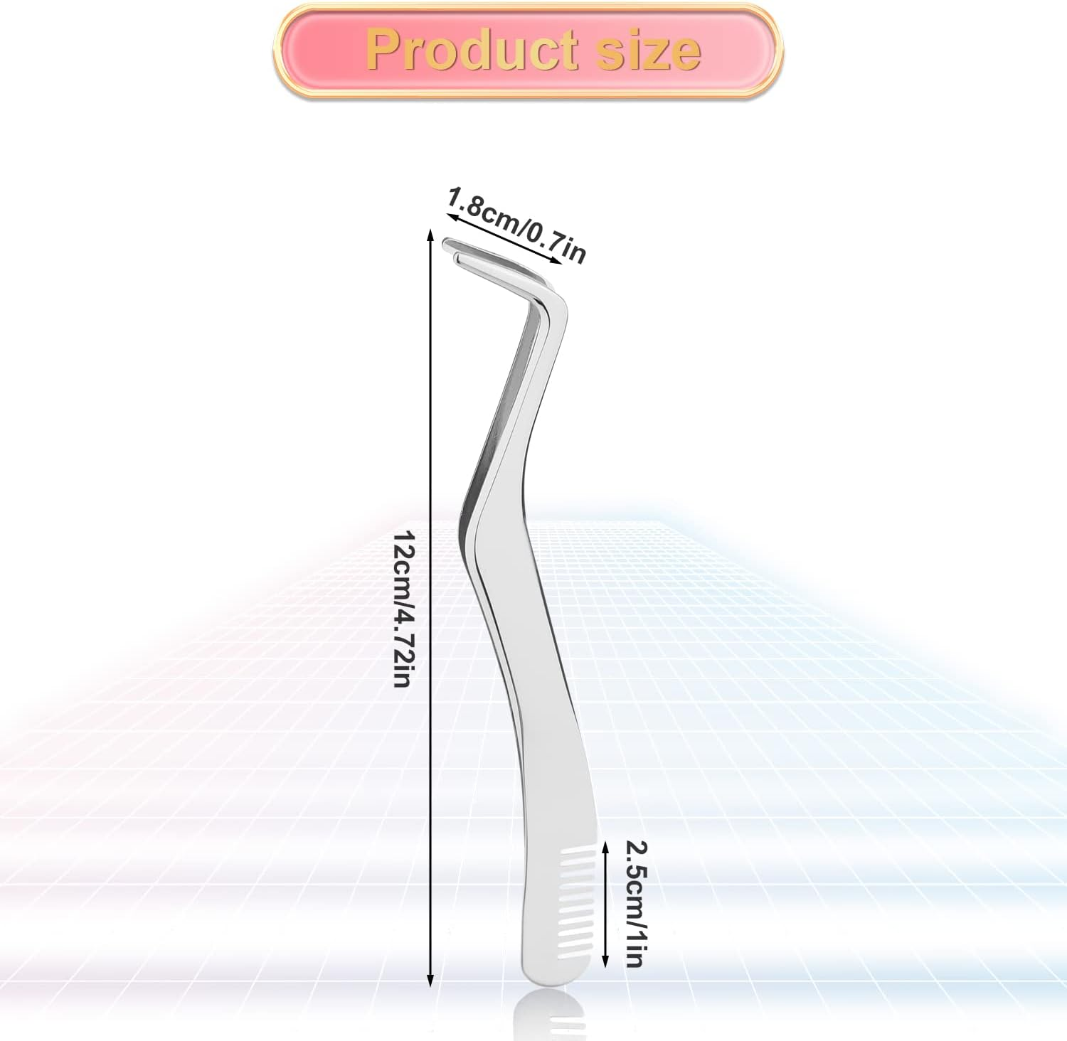 2Pcs Lash Tweezers Set, Stainless Steel Upgraded 2 in 1 Lash Extension Tweezers with Comb Eyelash Applicator for Volume Isolation Classic Lashes Smeared False Lashes (Rose Gold, Silver) image number 6