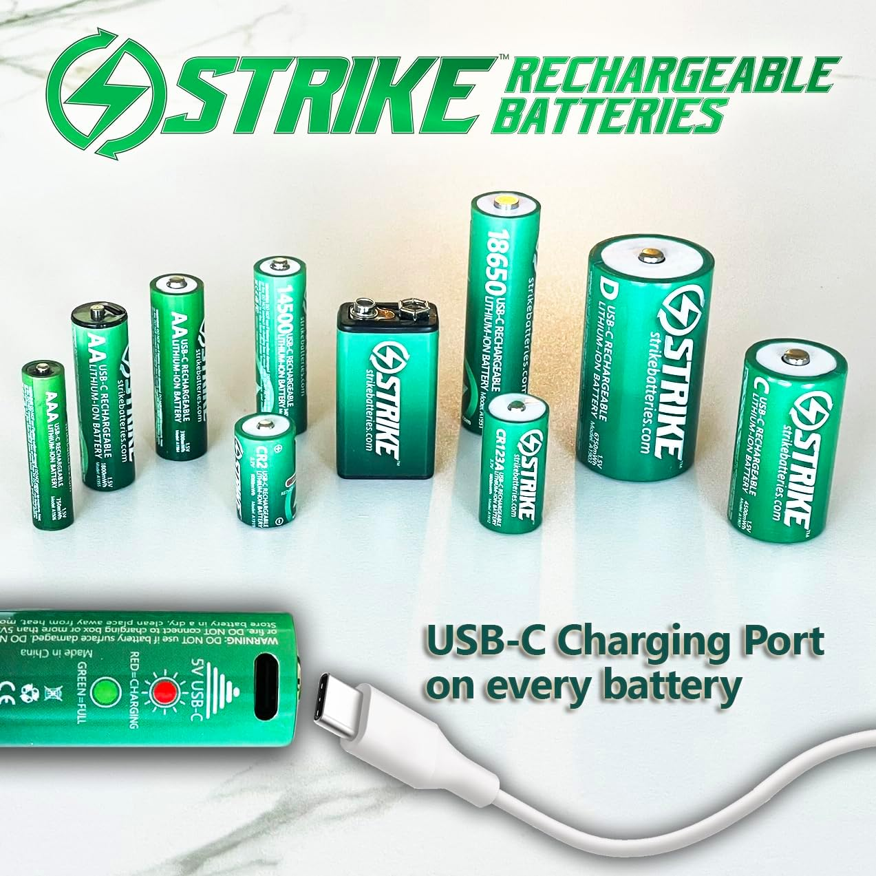 AA Classic Battery Lithium Ion 4 Pack Smart LED 1.5V 1800Mwh USB-C Rechargeable with Charging Cable, No Charging Box Needed! image number 6