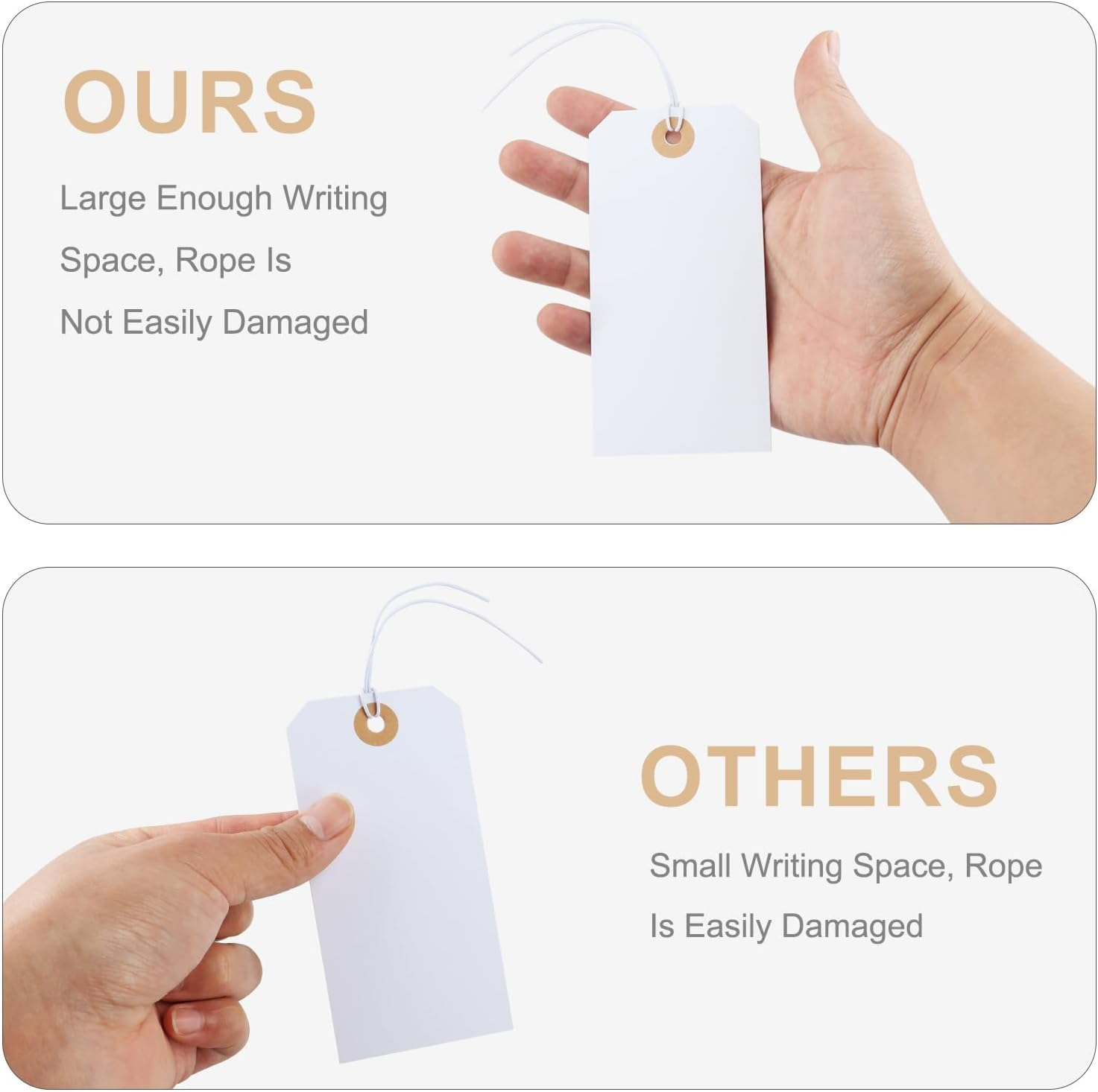 Ztowoto 100 Pcs Gift Tags ，Writable Blank Price Tags with String，12 * 6Cm Gift Tags with String Attached,Price Tag Price Labels for Product Jewelry Clothing Tags Pricing Gift Yard(2 Colour)