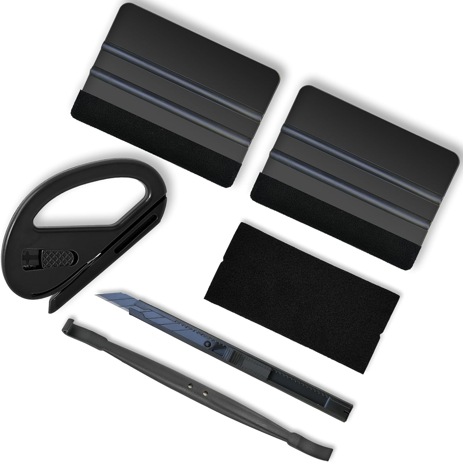 Vinyl Wrap Tools, Kitchen Wrap, Wallpaper Smooth, Cabinet Wrap, Car Window Tint, Cabinet Wrap, Peel & Stick Install, DIY Accessory, Suede Squeegee, Edge Trimmer, Cutter, Utility Knife, Black, 6 in 1