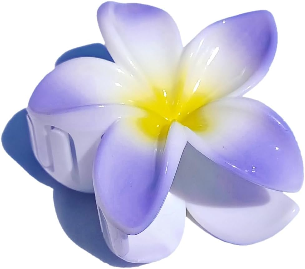 Seestern Sportswear Bali Hawaii FBA_2401 Hair Clip 2 Frangipani Flowers Purple image number 1