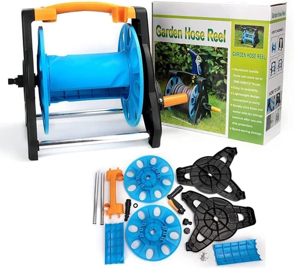 Portable Water Hose Reel Holder Garden Water Hose Rack Gardening Waterpipe Cart Storage, ABS Garden Hose Holder Cart Hand Push Water Pipe Storage Rack Organizer Hose Water Pipe Storage Rack Reel image number 3