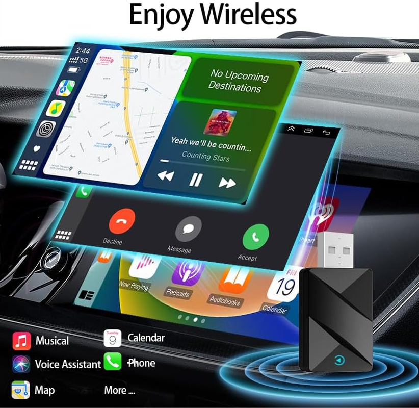 WUERQIE Wireless Carplay & Android Auto Adapter - 2-In-1 Plug & Play Dongle for Iphone/Android, Convert Wired to Wireless, Supports Online Updates, Plug-And-Play,Usb-A/C Support image number 6