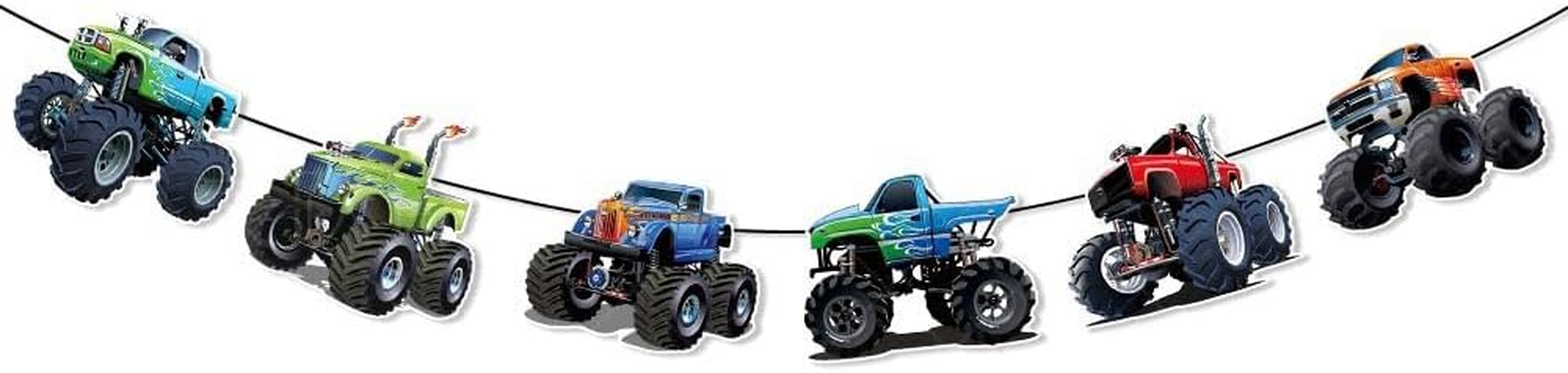 Off-Road Vehicle Birthday Party Decorations Set, Happy Birthday Banner with Hanging Swirls, 11 Pieces image number 4